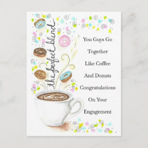 Engagement Go Together Like Coffee and Donuts Postcard