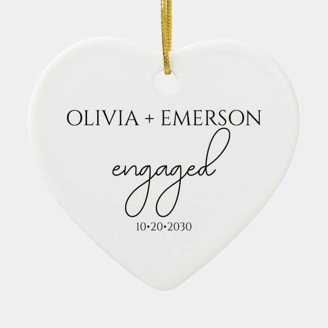 Engagement Keepsake Heart Ceramic Ornament (Front)