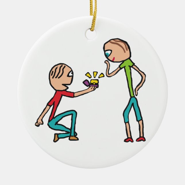 Engagement Marriage Proposal Ceramic Ornament (Front)
