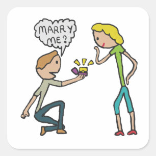 Engagement Marry Me Proposal Square Sticker