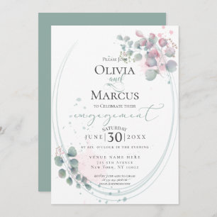 ENGAGEMENT Modern Watercolor Eucalyptus Foliage Invitation