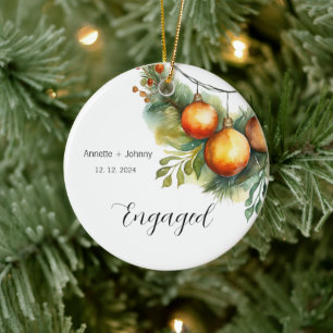 Engagement Ornament, Engaged Ornament, Bridal Ceramic Ornament