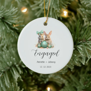 Engagement Ornament, Engaged Ornament, Bridal Ceramic Ornament
