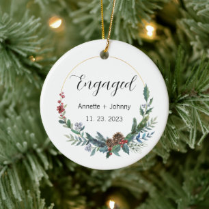 Engagement Ornament, Engaged Ornament, Bridal  Ceramic Ornament