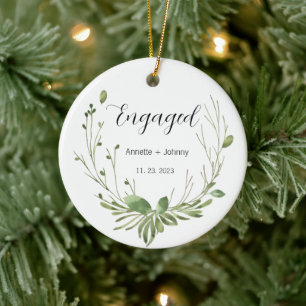 Engagement Ornament, Engaged Ornament, Bridal Ceramic Ornament