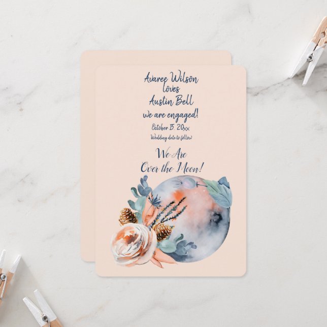 Engagement Over the Moon   Card (Front/Back In Situ)