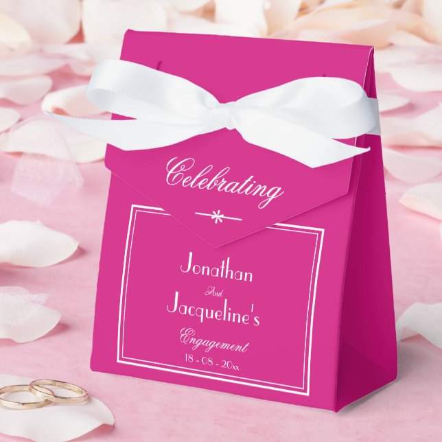 Engagement Party boho chic magenta script cool  Favour Box (Wedding)