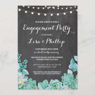 Engagement Party Chalk Shower Succulents Invite