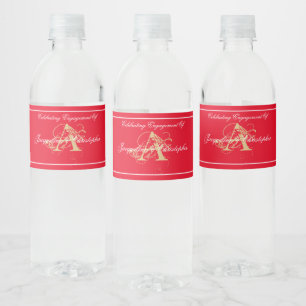 Engagement Party Chic Personalised Monogram Script Water Bottle Label