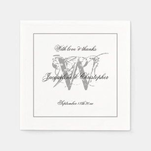 Engagement Party Classic Monogram Chic White Paper Napkin