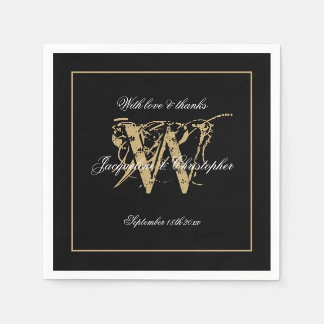 Engagement Party Classy Monogram Elegant Paper Napkin (Front)