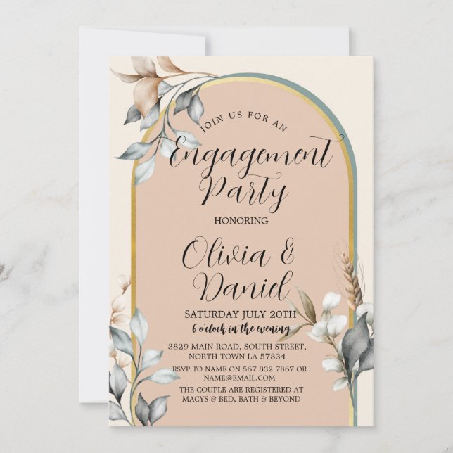 Engagement Party Couples Shower Neutrals Romantic Invitation (Front)