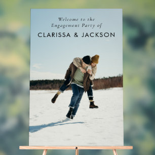 Engagement Party Custom Photo Modern Welcome Acrylic Sign