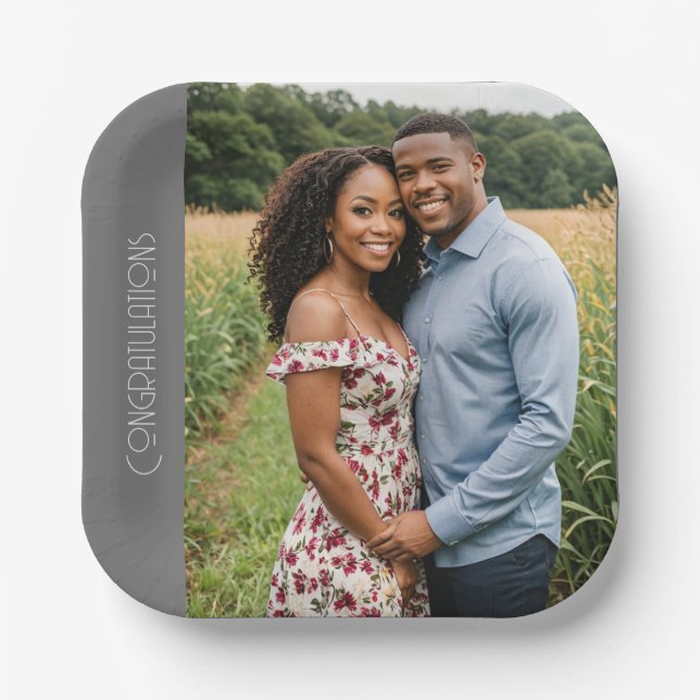 engagement party custom photo Paper Paper Plate (Front)