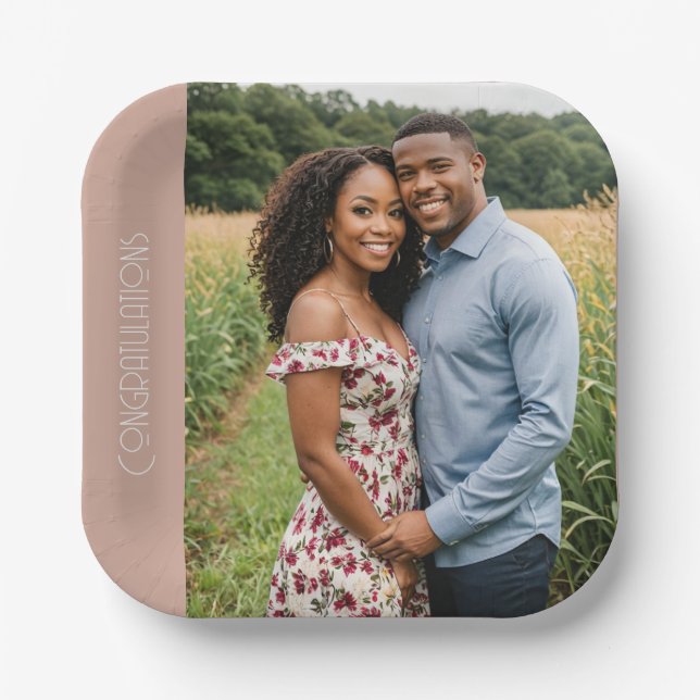 engagement party custom photo Paper Plate (Front)
