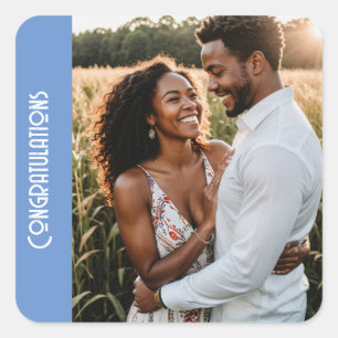Engagement party custom photo text square sticker