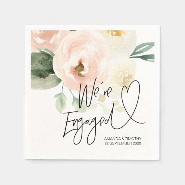 Engagement Party Decorations Spring Pink Floral Napkin (Front)