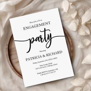 Engagement Party Elegant Black And White Invitation