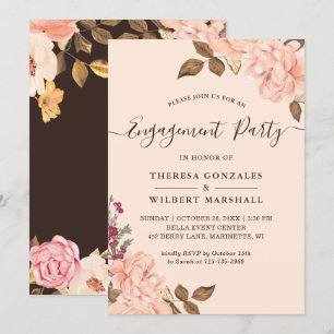 Engagement Party Elegant Blush Gold Chic Floral Invitation