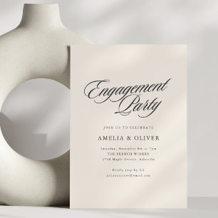 Engagement Party Elegant Calligraphy Script Cream Invitation