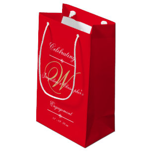 Engagement Party Elegant Personalised Monogram Red Small Gift Bag