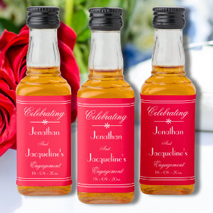 Engagement Party Favour Script Elegant Red Mini Liquor Bottle Label