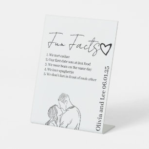 Engagement Party Fun facts Name Wedding Pedestal Sign