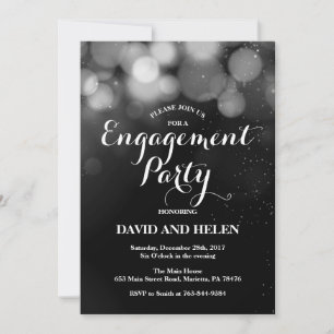 Engagement Party Invitation Card Silver Glitter