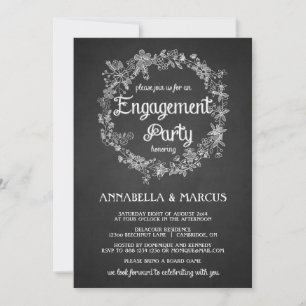 Engagement Party Invitation -  Floral Chalkboard