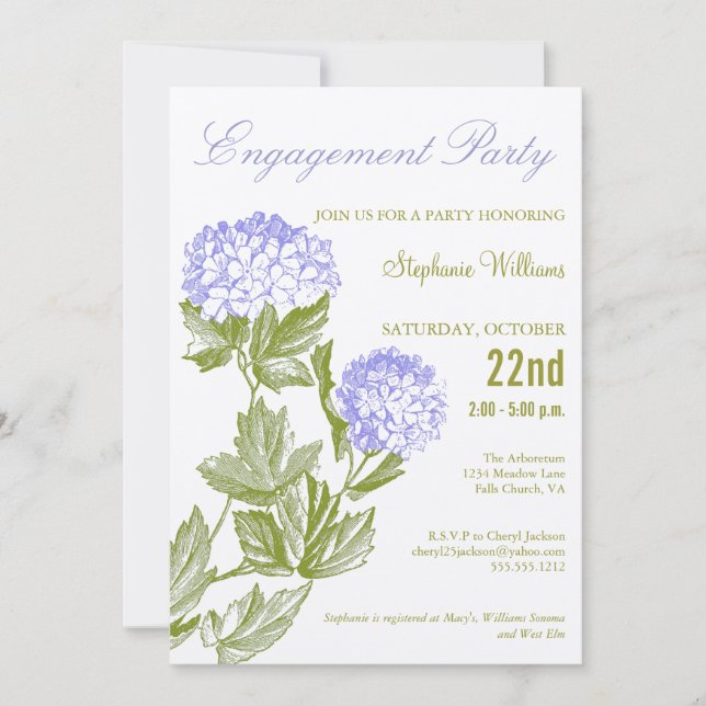 Engagement Party  Invitation - hydrangeas (Front)