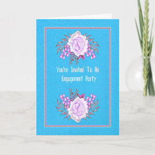 Engagement Party Invitation in Blue with Roses
