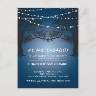 Engagement party invitation night string lights postcard