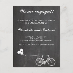 Engagement party invitation romantic bike