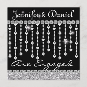 Engagement Party Invitation with Crystals & Hearts