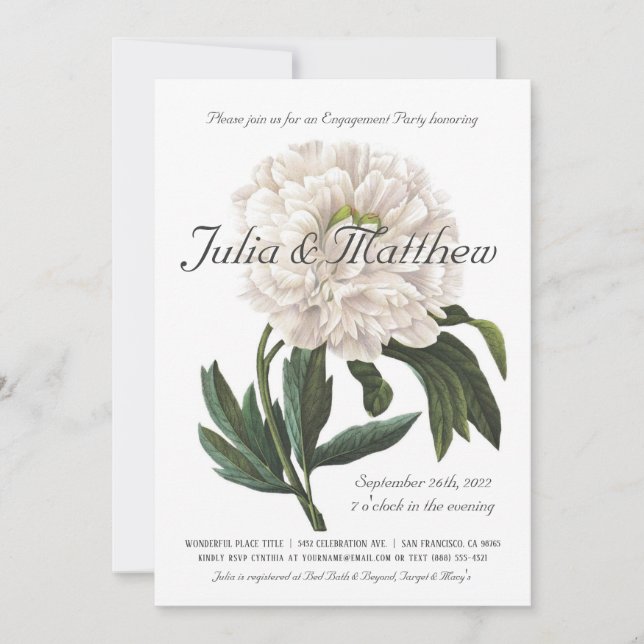 Engagement Party Invitations | Vintage Botanical (Front)