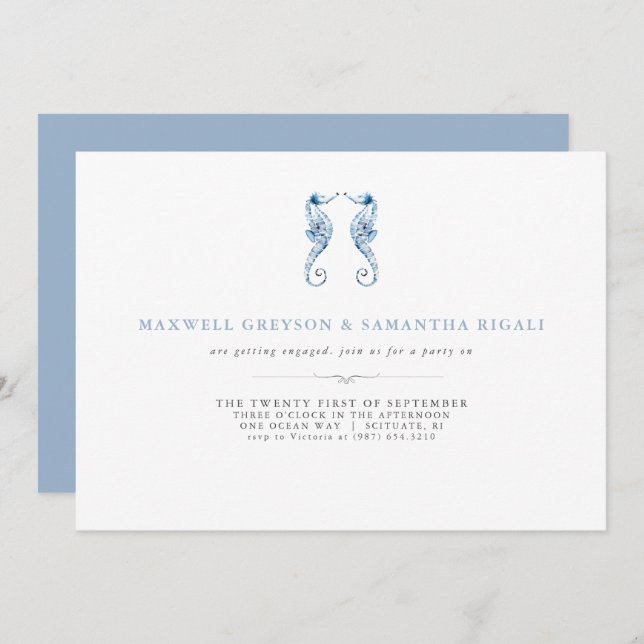 Engagement Party Invitations Watercolor Beach (Front/Back)