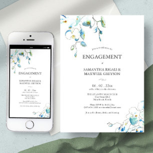 Engagement Party Invitations Watercolor Flowers