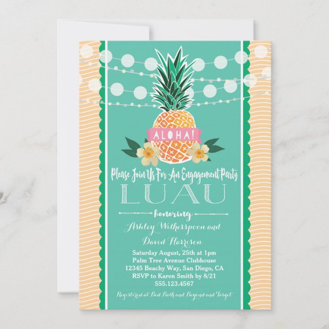 Engagement Party Luau Hawaiian Invitation (Front)