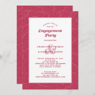 Engagement Party Magenta Red Modern Casual Chic Invitation