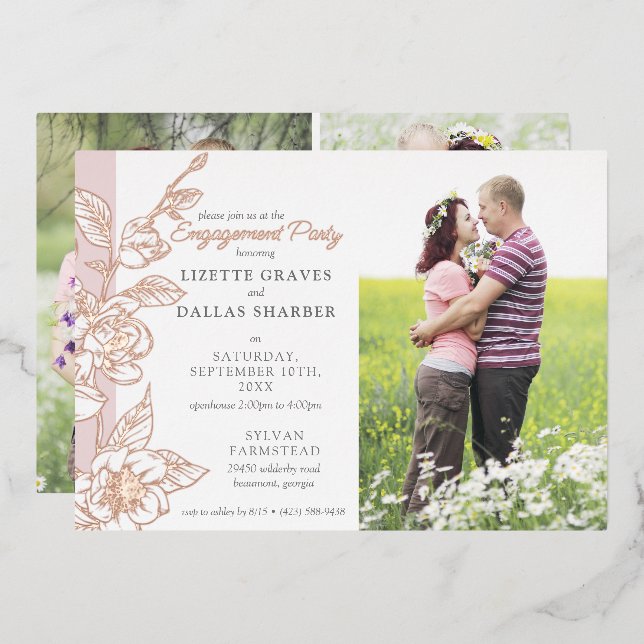 Engagement Party Magnolia Blush Wedding 4-Photo (Front/Back)