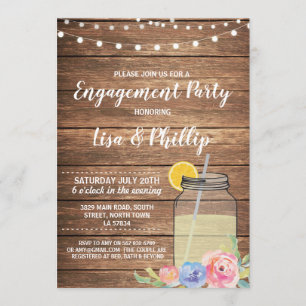 Engagement Party Mason Jar Floral Light Invite