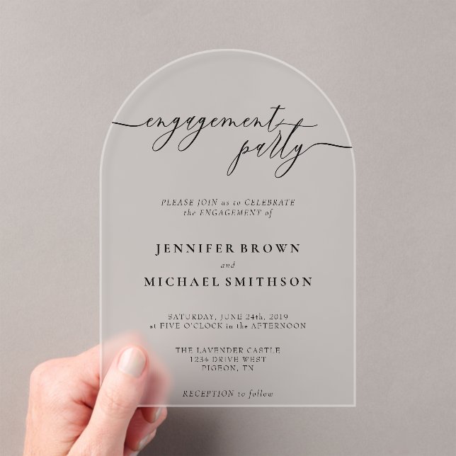 Engagement Party Minimal Modern wedding Acrylic Invitations (Insitu (Handheld))