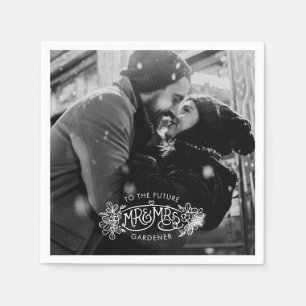 Engagement party mistletoe add your own photo napkin