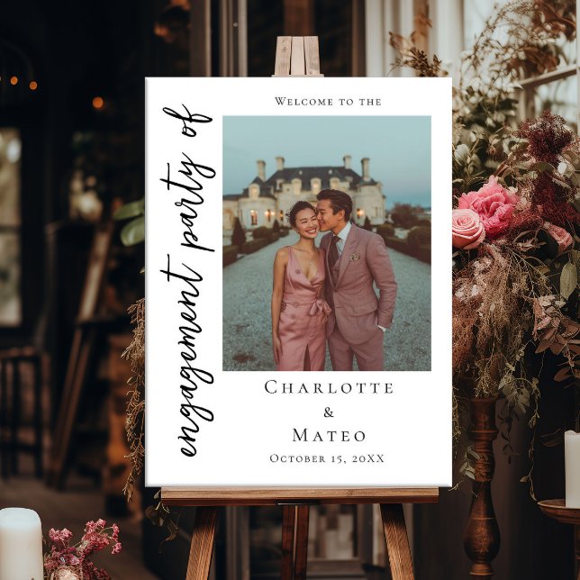 Engagement party modern photo welcome poster (Creator Uploaded)