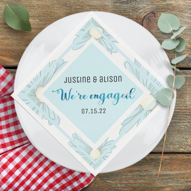 Engagement Party Personalised Custom Floral  Napkin (Creator Uploaded)