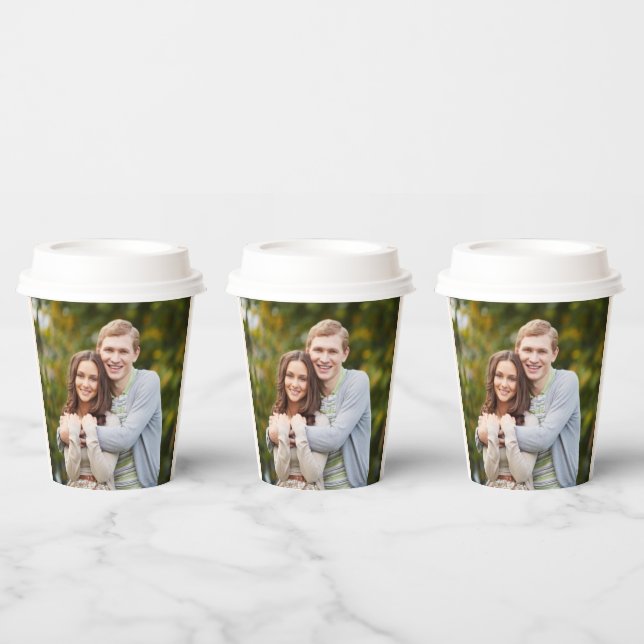 Engagement Party Photo Template Add Text - Sip Lid Paper Cups (Multi)