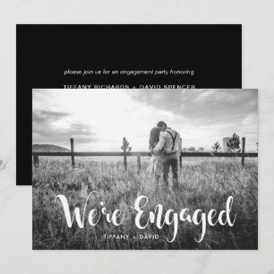 Engagement Party   Photo with Modern White Overlay Invitation