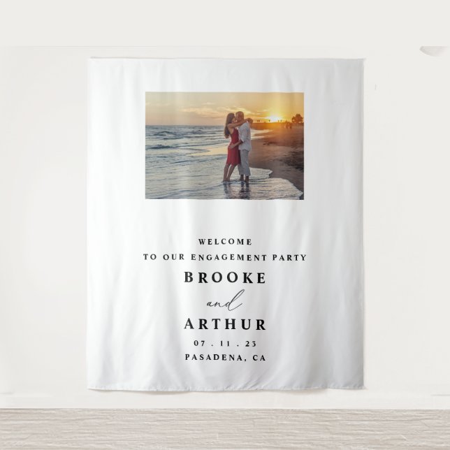 Engagement Party Photobooth Backdrop With Photo Tapestry (Front)