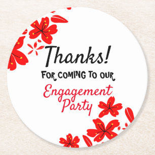 Engagement party round paper coaster
