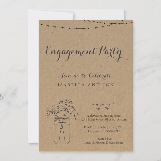 Engagement Party | Rustic Kraft Paper Invitation (Front)